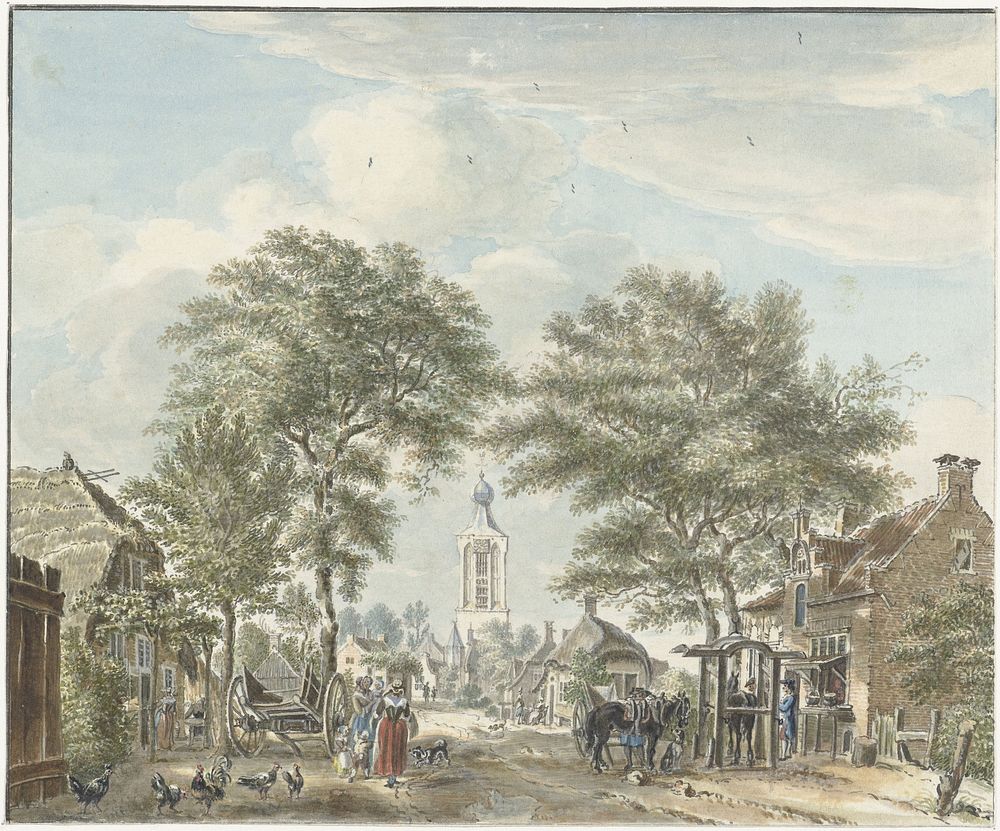 Gezicht op Scherpenzeel (1713 - 1780) by Jan de Beijer