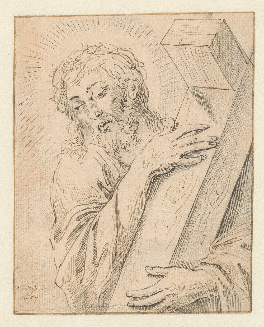 Christus met de doornenkroon en het kruis (1657) by Matthys van den Bergh