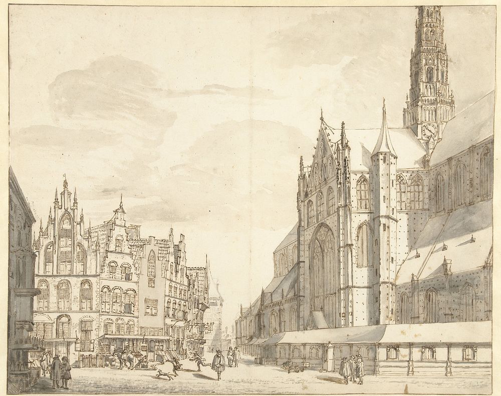 Gezicht op de Sint Bavo te Haarlem (1668 - 1729) by Laurens Vincentsz van der Vinne