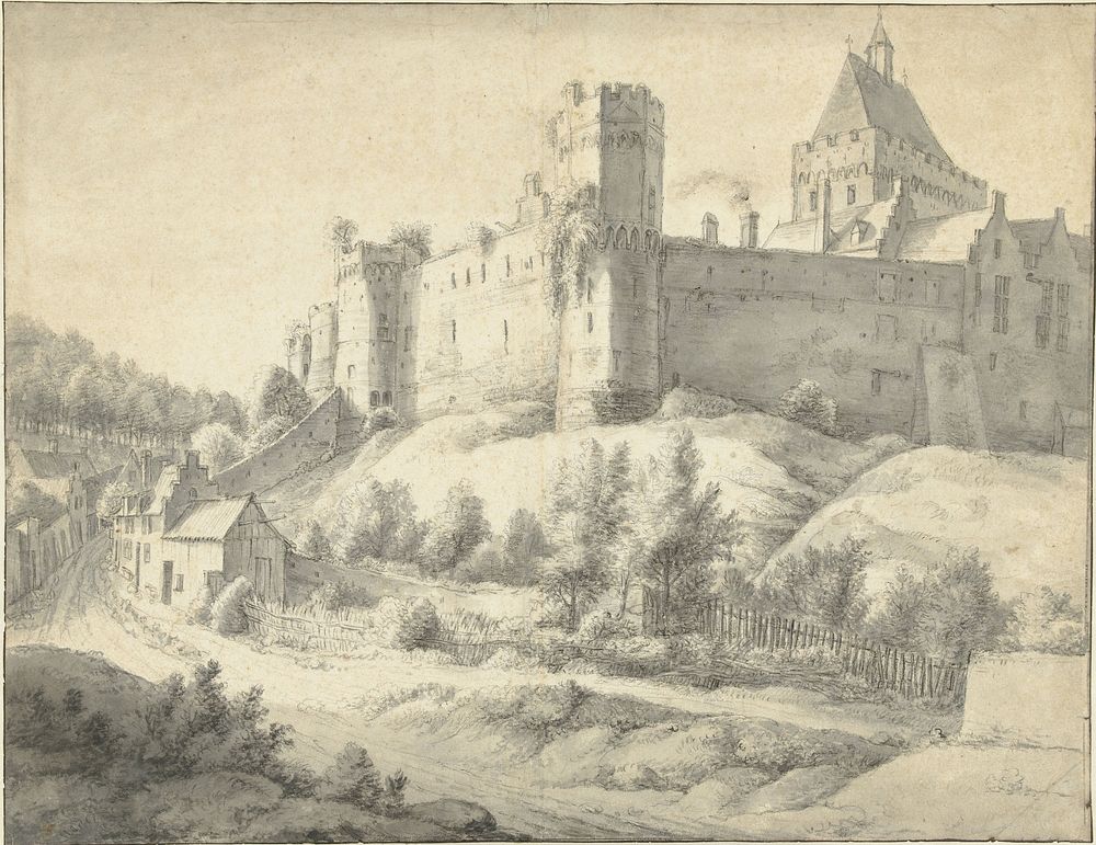 Gezicht op het Valkhof te Nijmegen (1619 - 1690) by Anthonie Waterloo