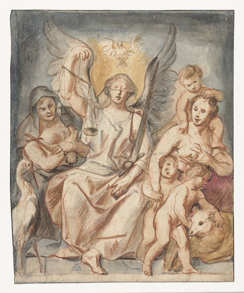 De Gerechtigheid, zittend tussen Geloof en Liefde (1643 - 1647) by Jacques Jordaens