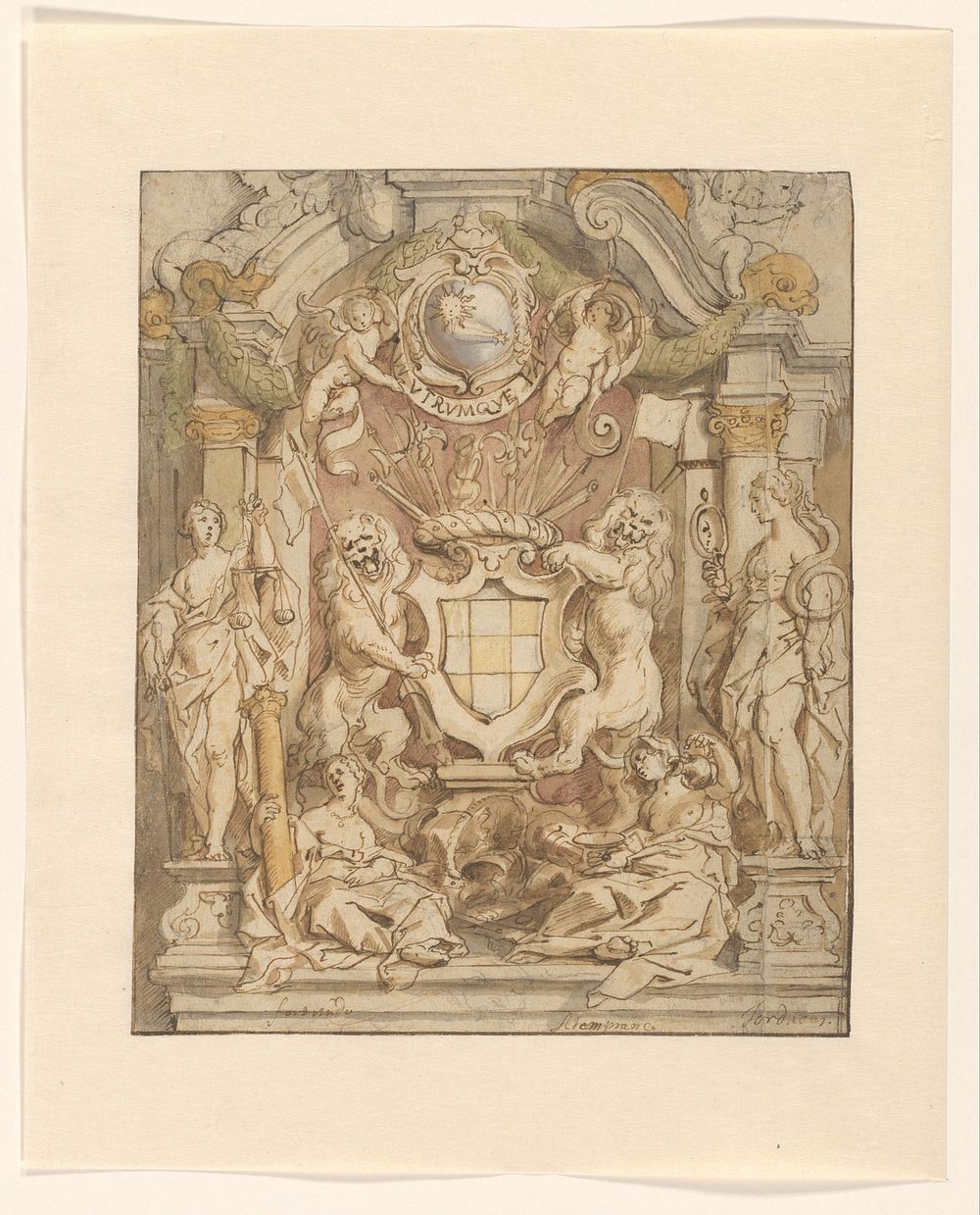 Het wapen van Van der Linden (1630 - 1635) by Jacques Jordaens