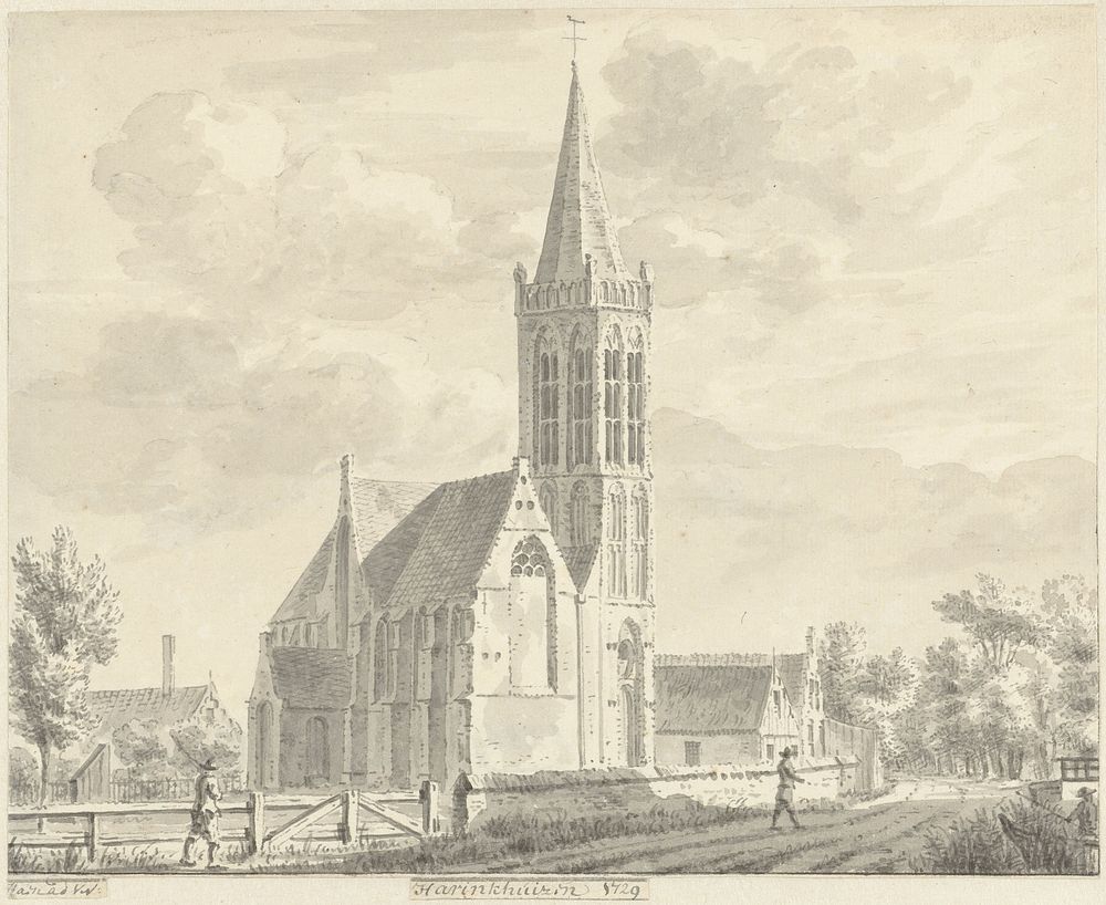 De kerk van Haringhuizen (1729) by Abraham de Haen II