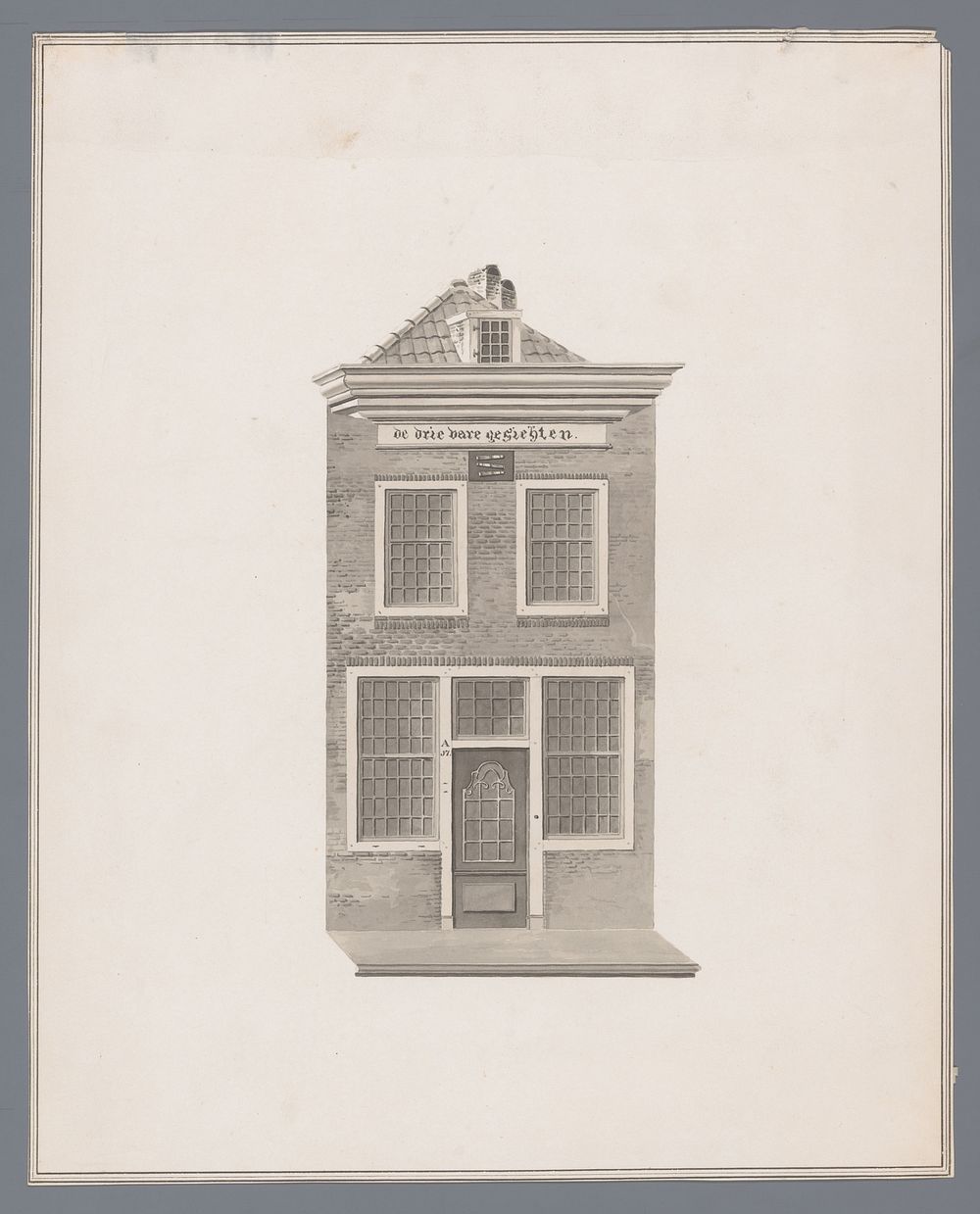Gevel van de woning van Joannes Laprei te Middelburg in de Kapoenstraat (1802 - in or after 1826) by Lodewijk Gilles Haccou