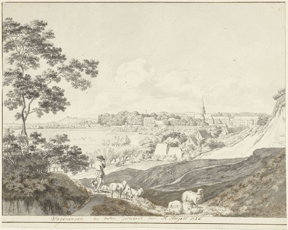 Gezicht op Wageningen, vanuit het oosten (1786) by Hendrik Hoogers