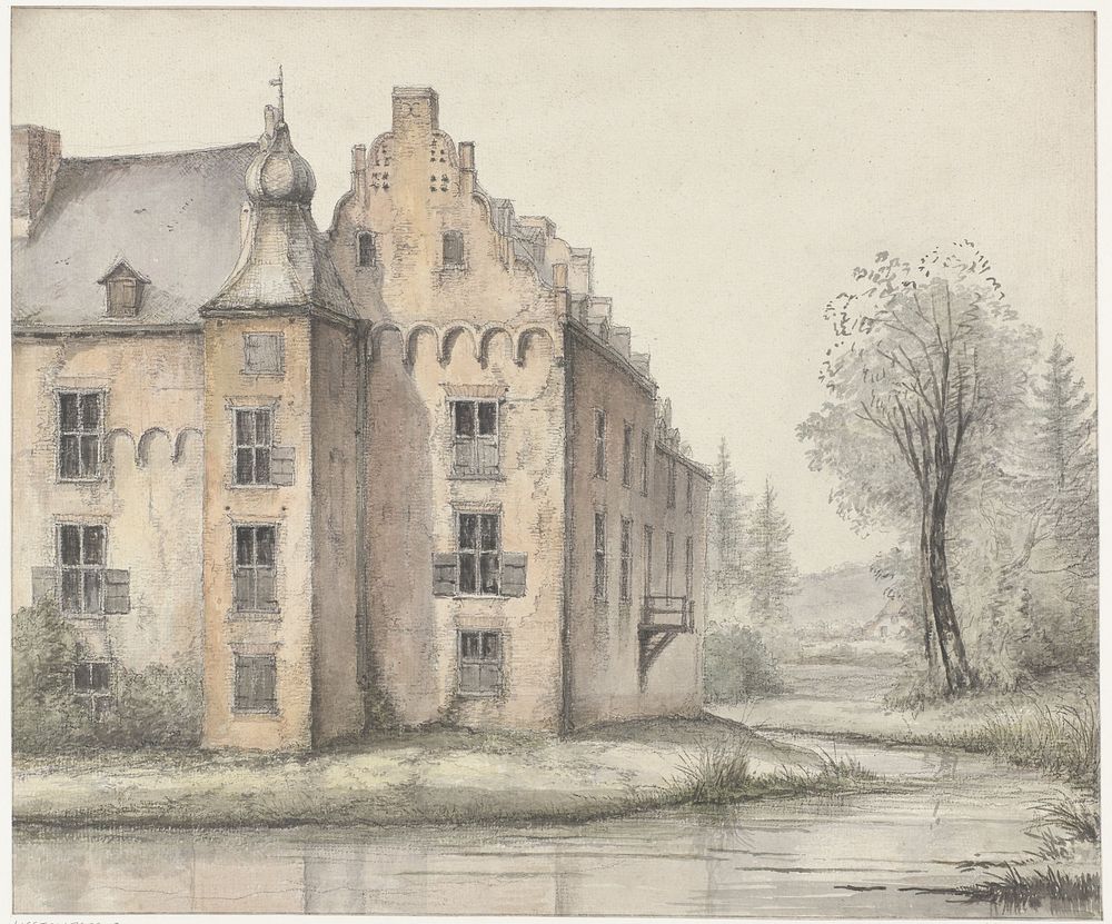 Gezicht op het kasteel Doorwerth (1801 - 1873) by George Pieter Westenberg