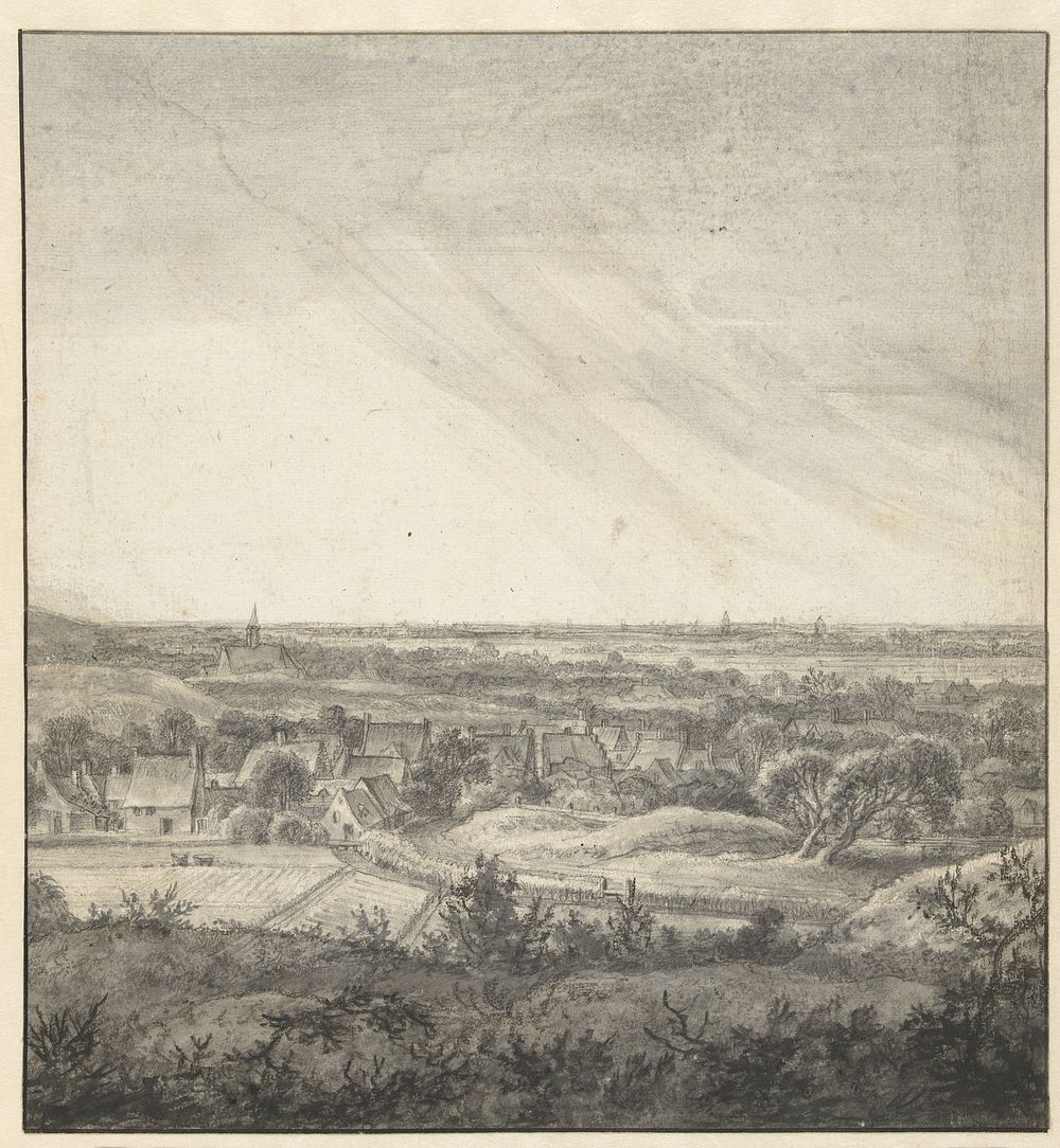 Gezicht vanuit de duinen op Bloemendaal (1619 - 1690) by Anthonie Waterloo