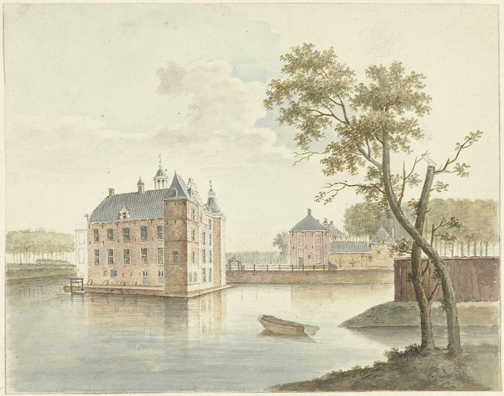 Gezicht op onbekend kasteel (1770 - 1818) by Johan Antonie Kaldenbach