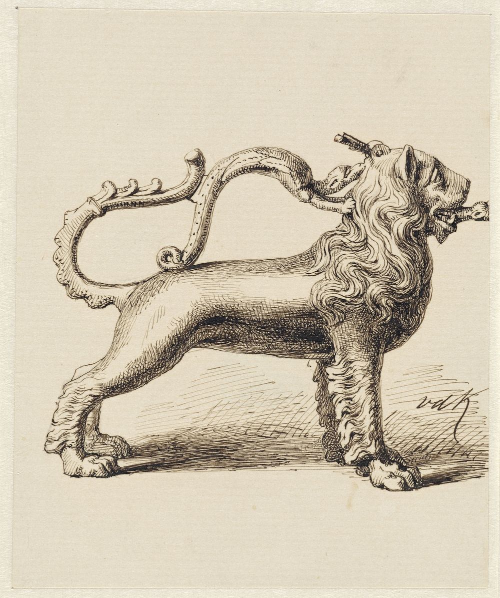 Bronzen schenkkan in de vorm van een leeuw (1837 - 1895) by David van der Kellen 1827 1895
