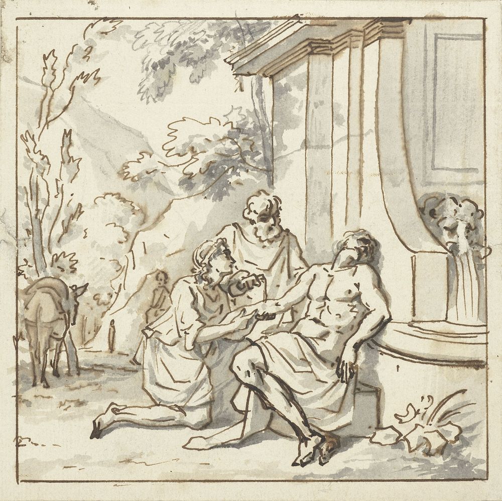 De barmhartige Samaritaan (1703 - 1775) by Louis Fabritius Dubourg