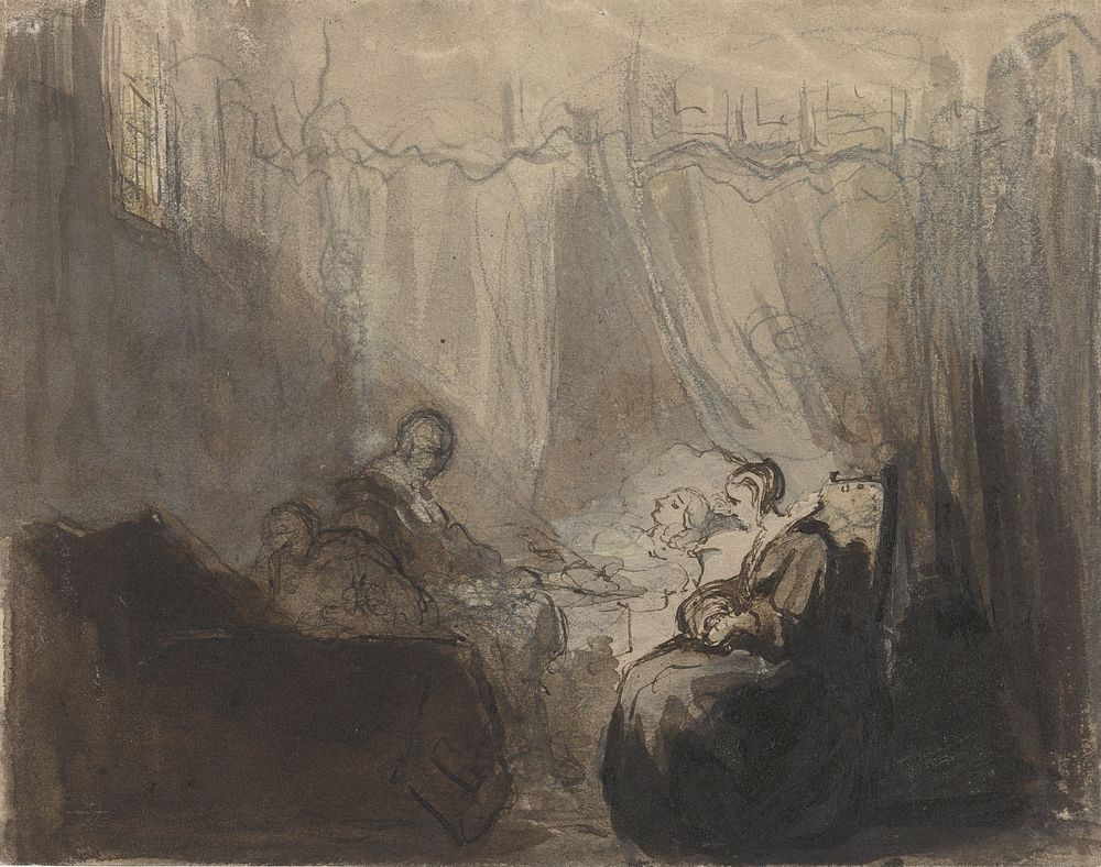 Een ziekbed (1838 - 1898) by Christoffel Bisschop