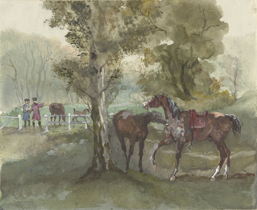 Paarden in de wei (1856 - 1882) by Jules baron Finot