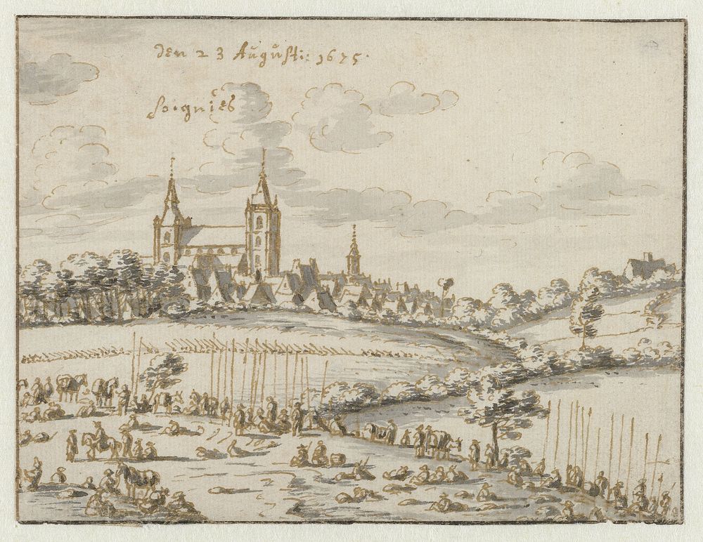 View of Soignies, Hainaut (1675) by Josua de Grave and Barend Klotz