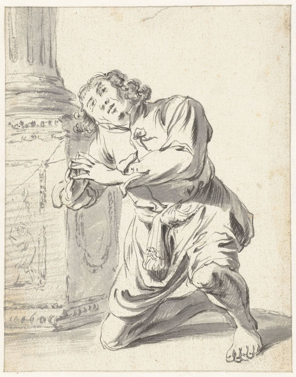 Knielende man (1606 - 1674) by Leonaert Bramer and Sebastiaen Vrancx