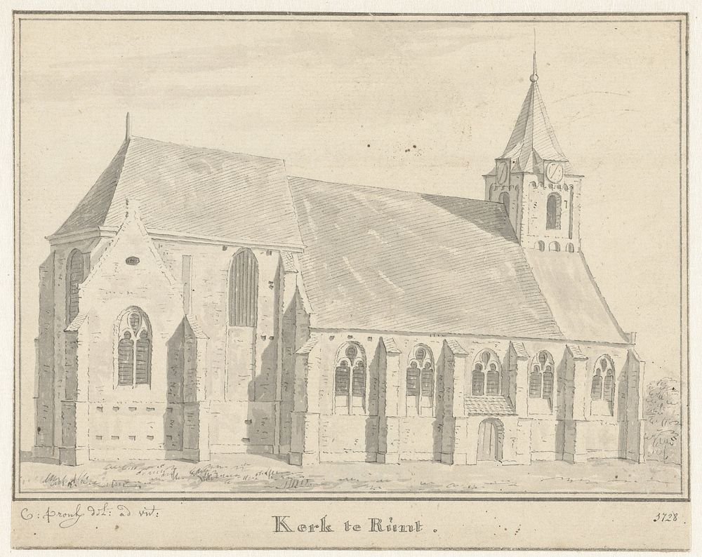De kerk te Rumpt, Gelderland (1728) by Cornelis Pronk