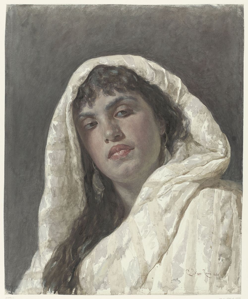 Buste van een Oosterse vrouw (1880) by Cesare Biseo