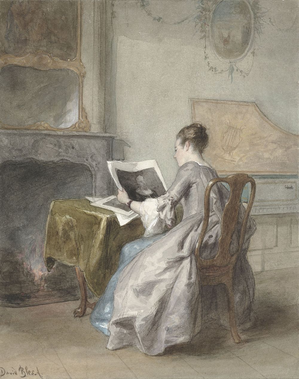 Kunstbeschouwster (1831 - 1892) by David Bles