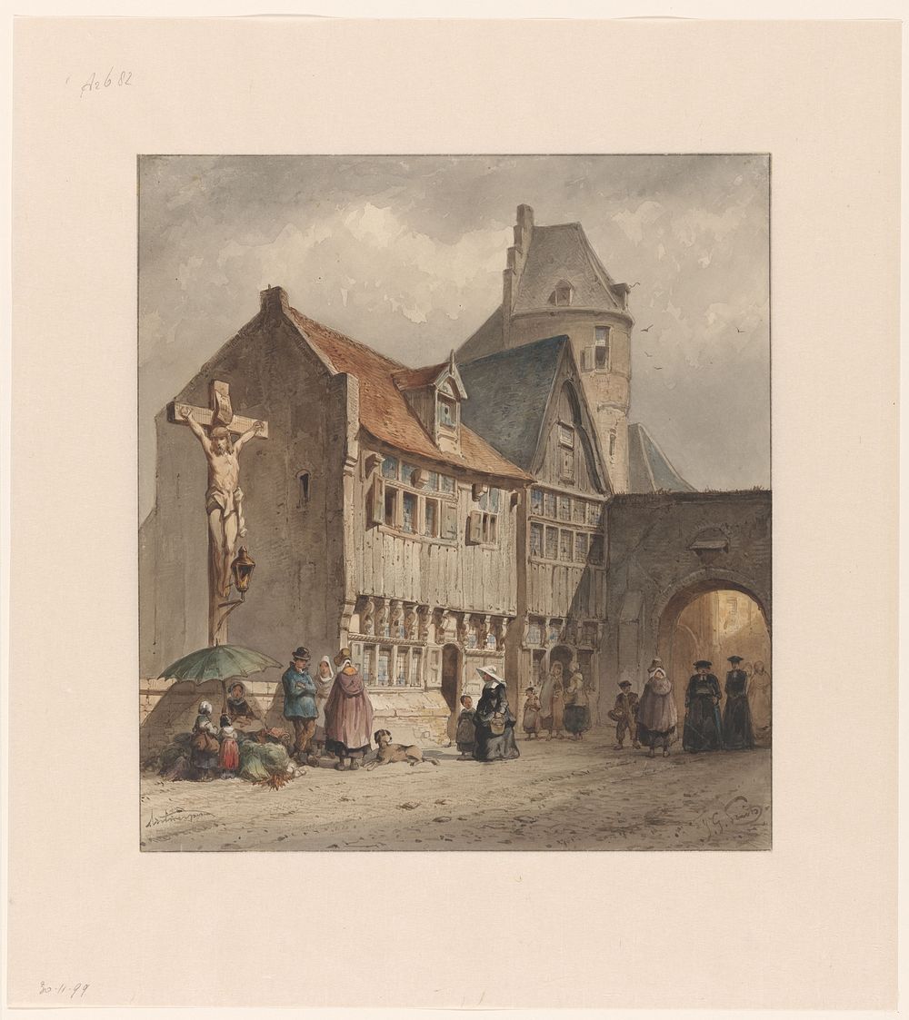 Straat te Antwerpen (1833 - 1892) by Jan Gerard Smits