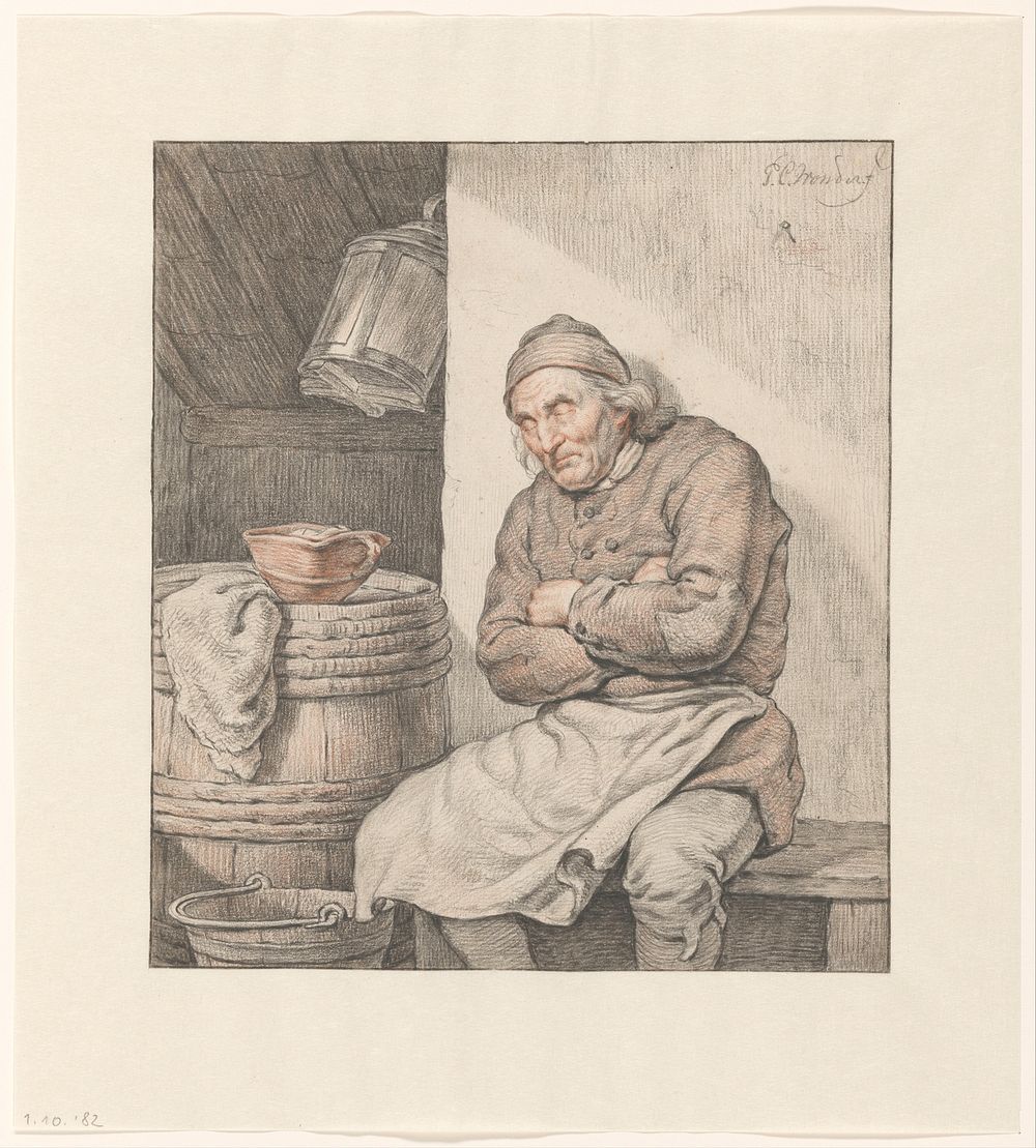 Zittende, slapende man (1790 - 1852) by Pieter Christoffel Wonder