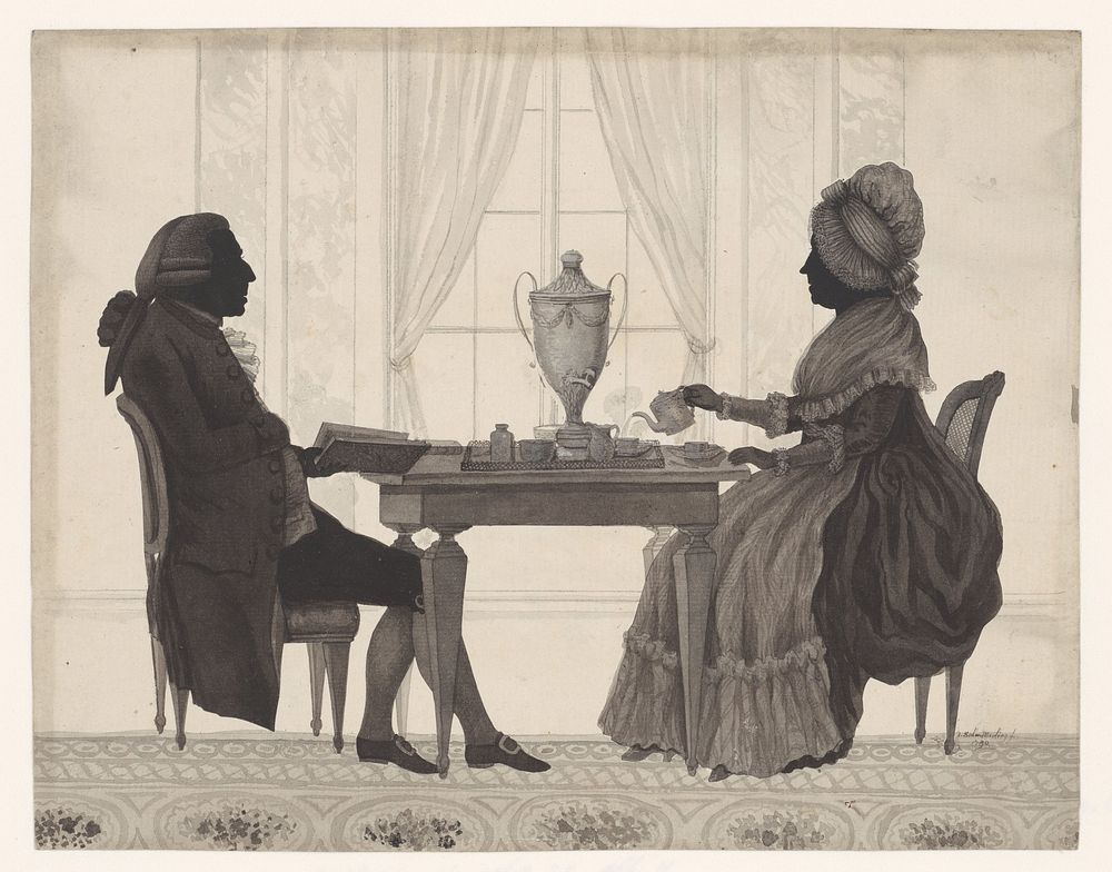 Louis Metayer en Antoinette Bernard aan tafel (1790) by Joseph Adolf Schmetterling