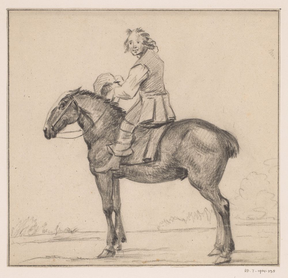 Ruiter op een paard, naar links (1775 - 1833) by Jean Bernard