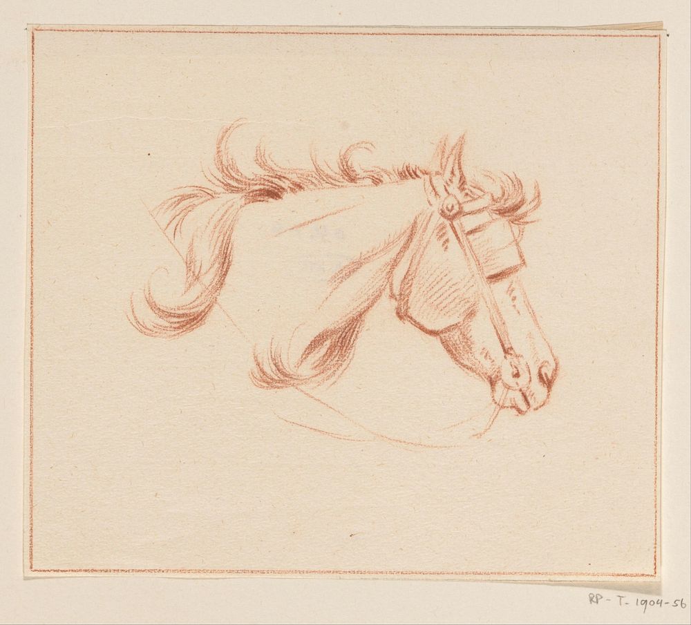 Hoofd van een paard met oogkleppen, naar rechts (1775 - 1833) by Jean Bernard