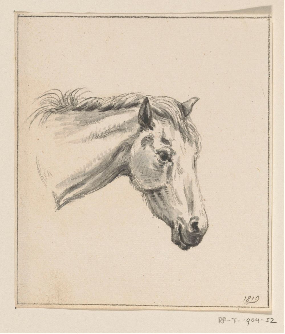 Hoofd van een paard, naar rechts (1819) by Jean Bernard