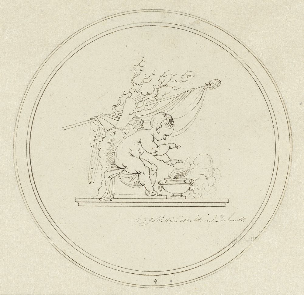 Medaillon met allegorische voorstelling van de Winter (1747 - 1807) by Johannes van Dregt