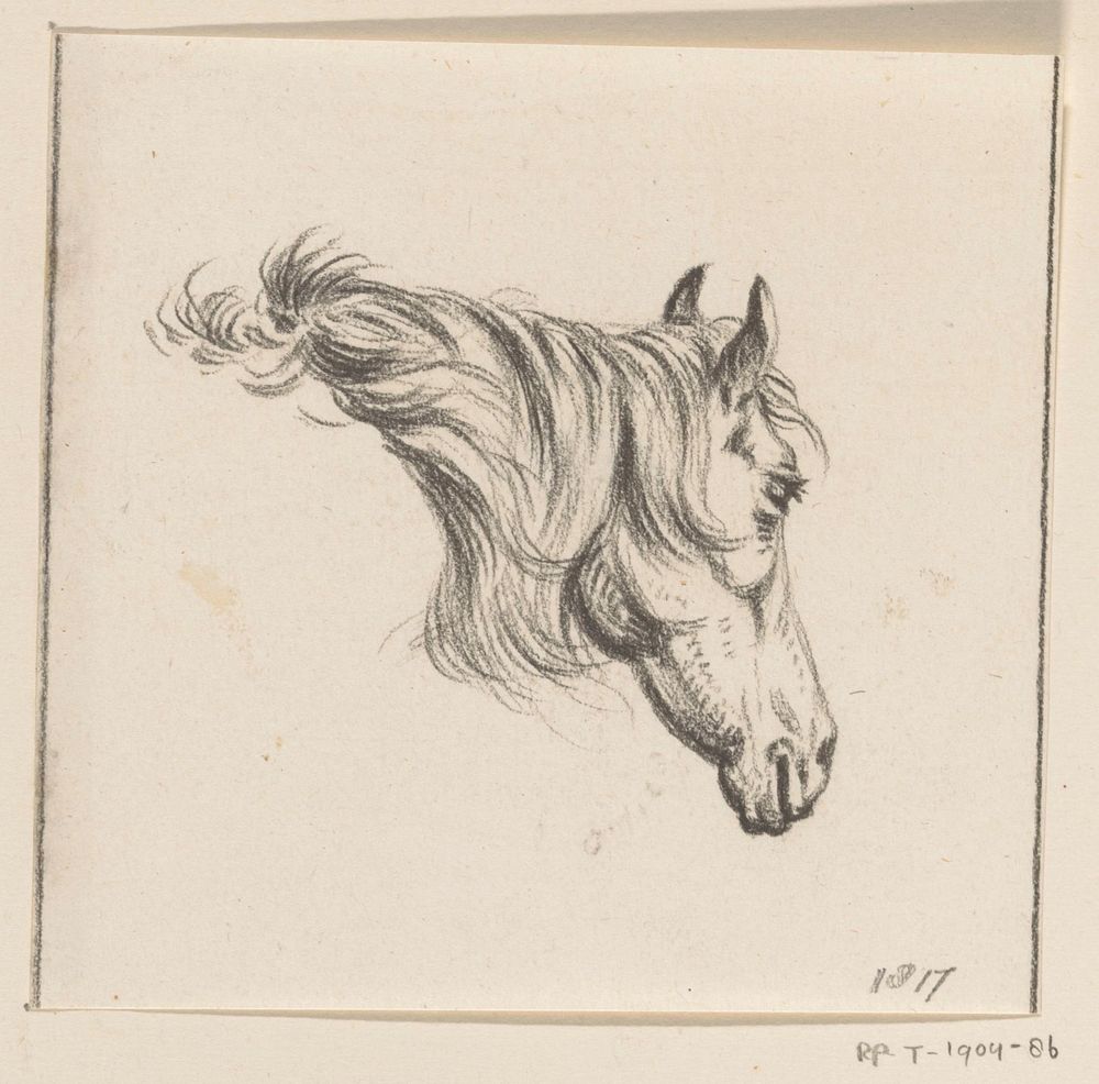 Hoofd van een paard, naar rechts (1817) by Jean Bernard
