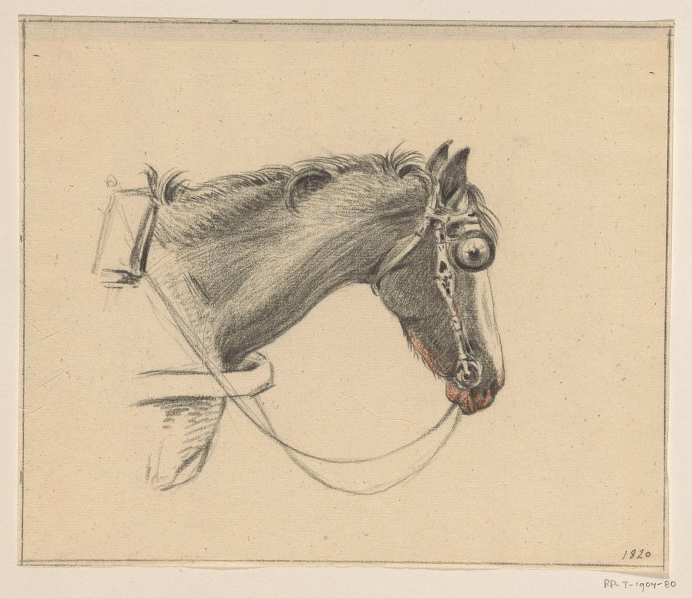 Hoofd van een paard, naar rechts (1820) by Jean Bernard