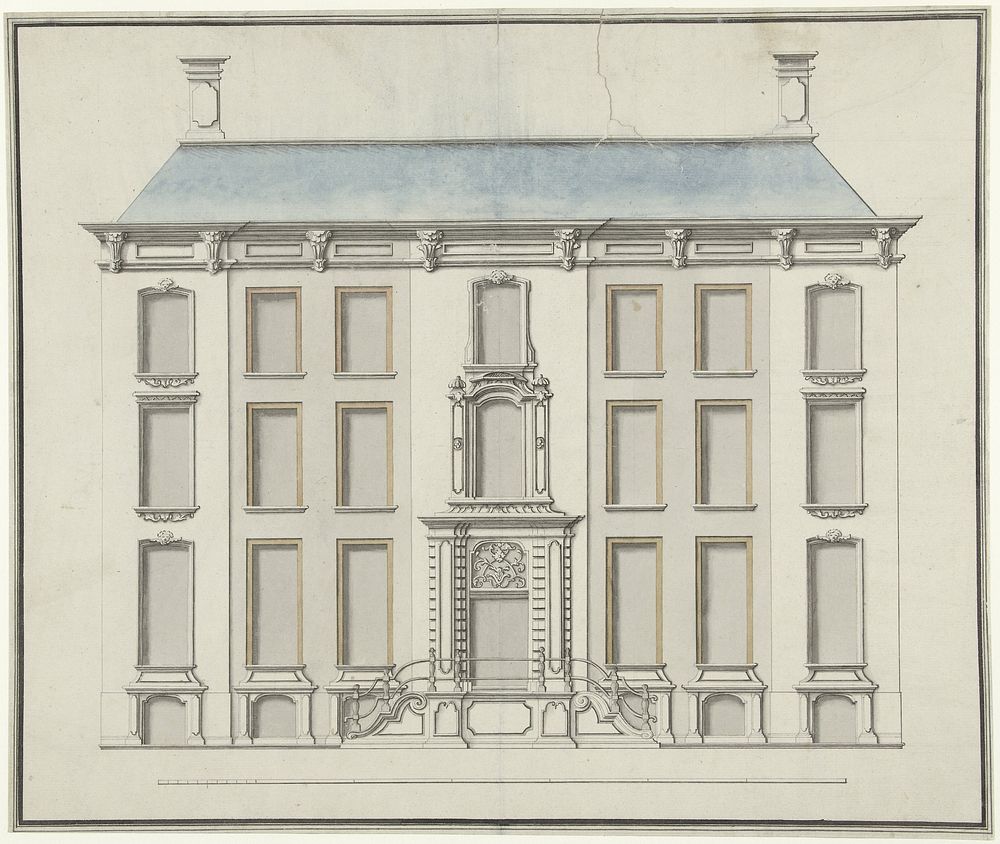 Voornaam woonhuis met hoge stoep (1752 - 1767) by Joseph Massol