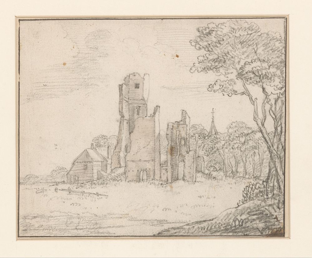 Gezicht op de ruïnes van Huis ter Kleef bij Haarlem (1653) by anonymous