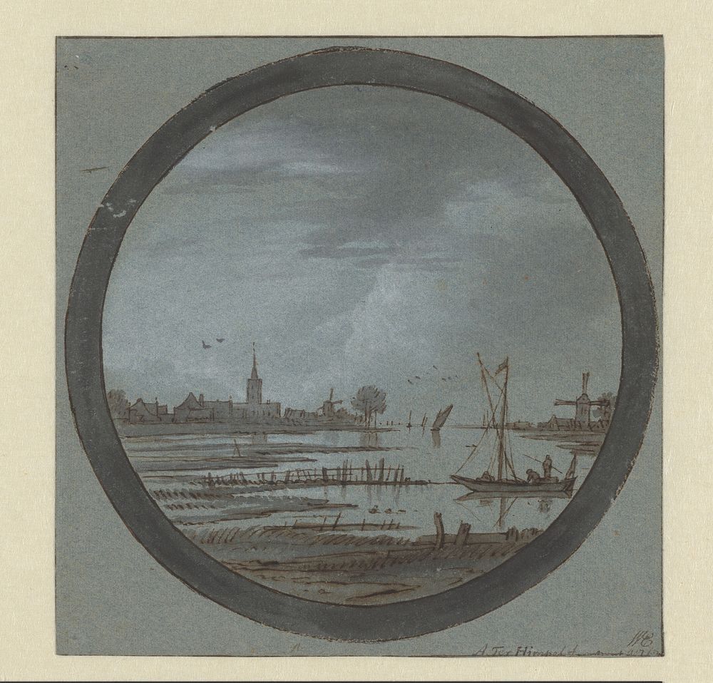 Rivier met schepen (1670 - 1679) by Aarnout ter Himpel