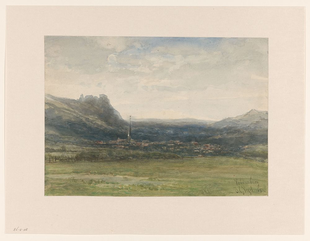 Gezicht op Valkenburg, Limburg (1854) by Johannes Gijsbert Vogel