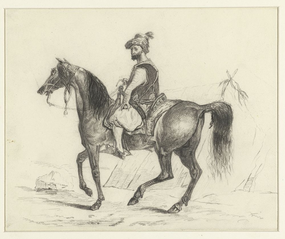 Arabier te paard (1800 - 1900) by anonymous