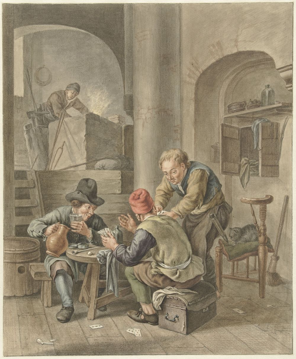 De Kaartspelers (1741 - 1820) by Abraham Delfos and Antony Natus
