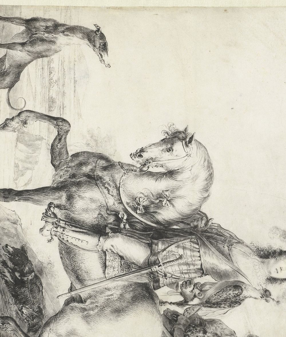 Heer te paard op valkenjacht (1632 - 1710) by Pieter Rottermondt