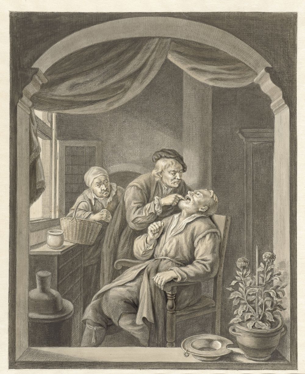 De tandarts (1741 - 1820) by Abraham Delfos and Gerard Dou