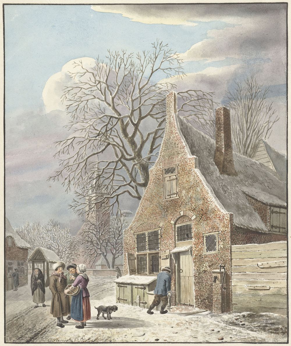 Dorp onder sneeuw (1773 - 1823) by Johannes Christiaan Janson