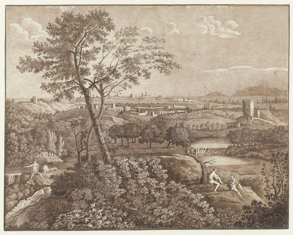 Italiaans landschap in de omgeving van Rome (1650 - 1800) by J Pallard