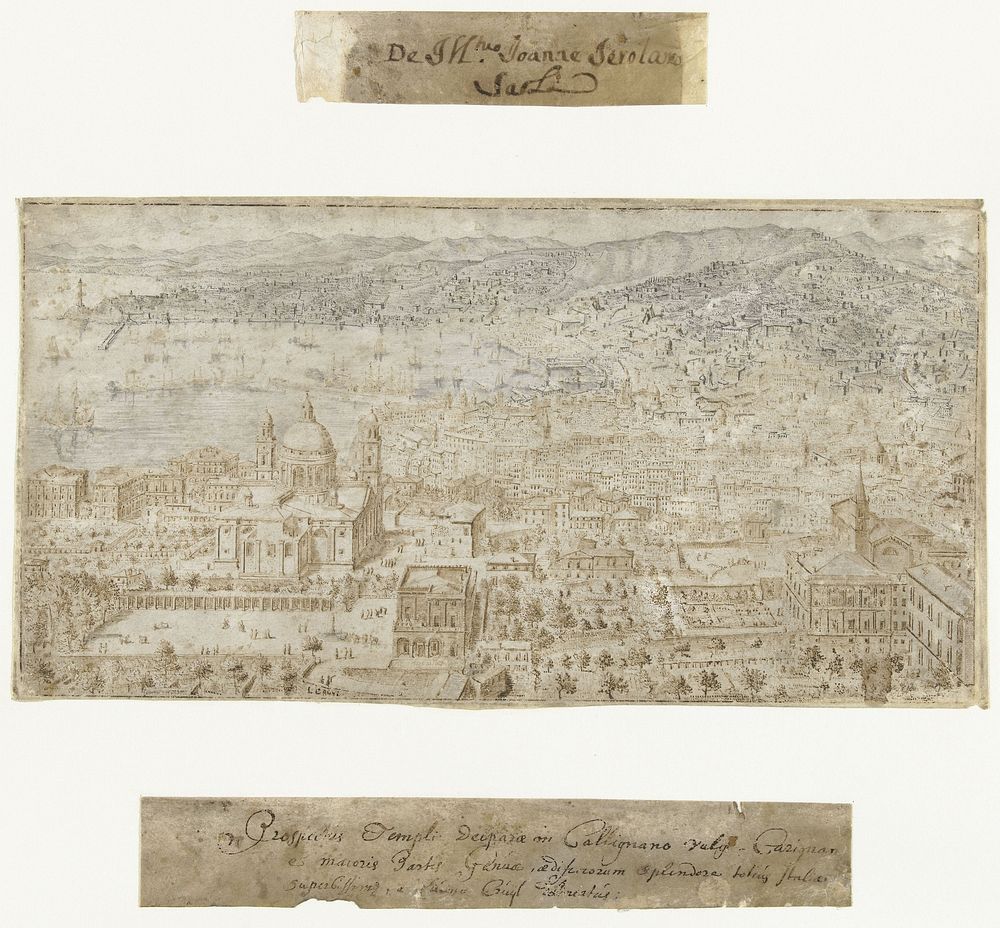 Gezicht op Genua (1650 - 1720) by Lievin Cruyl
