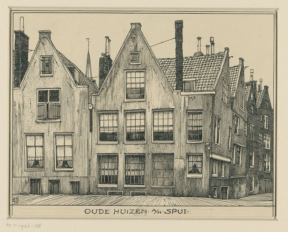 Oude huizen aan het Spui te Amsterdam (1870 - 1926) by Willem Wenckebach
