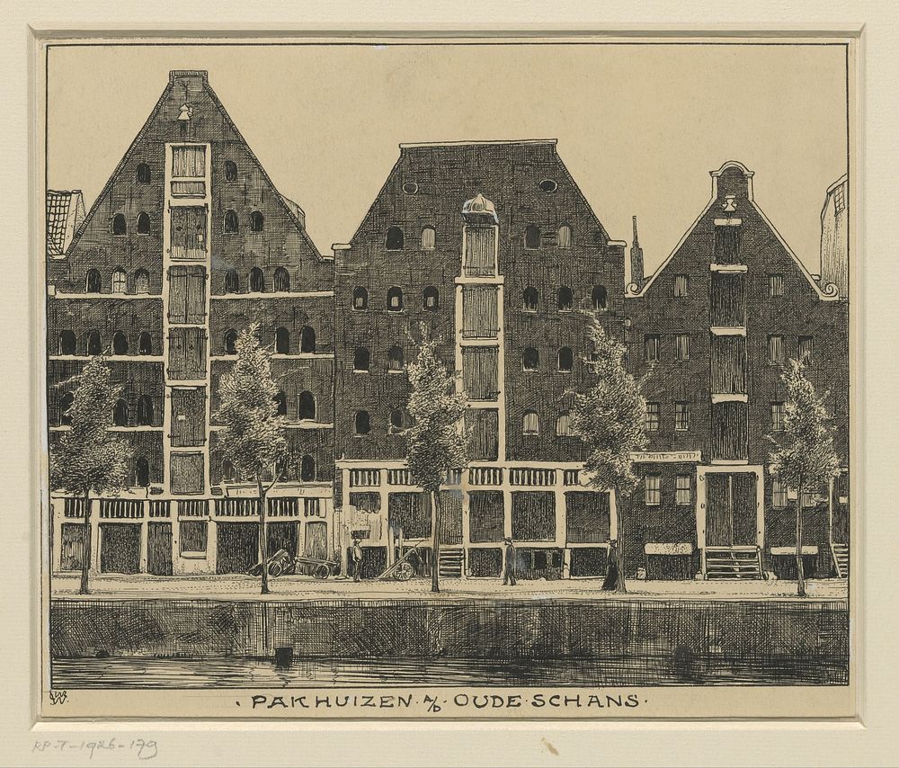 Pakhuizen aan de Oude Schans te Amsterdam (1870 - 1926) by Willem Wenckebach