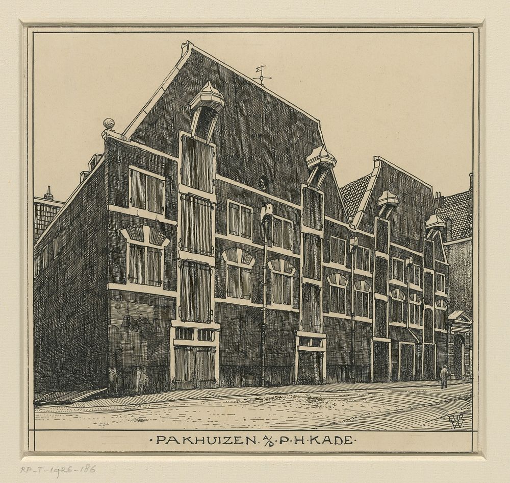 Pakhuizen aan de Prins Hendrikkade te Amsterdam (1870 - 1926) by Willem Wenckebach
