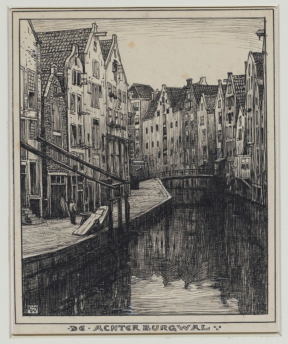 De Achterburgwal te Amsterdam (1870 - 1926) by Willem Wenckebach