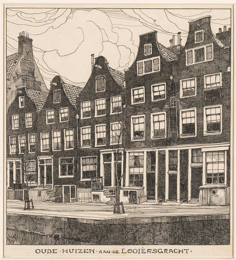 Oude huizen aan de Looiersgracht te Amsterdam (1870 - 1926) by Willem Wenckebach