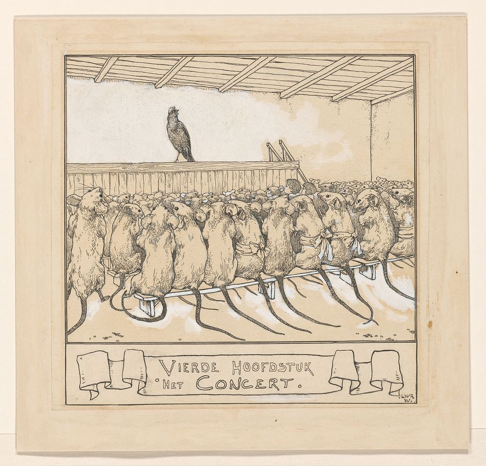 Mejuffrouw Nachtegaal geeft een concert voor de muizen (1894) by Willem Wenckebach