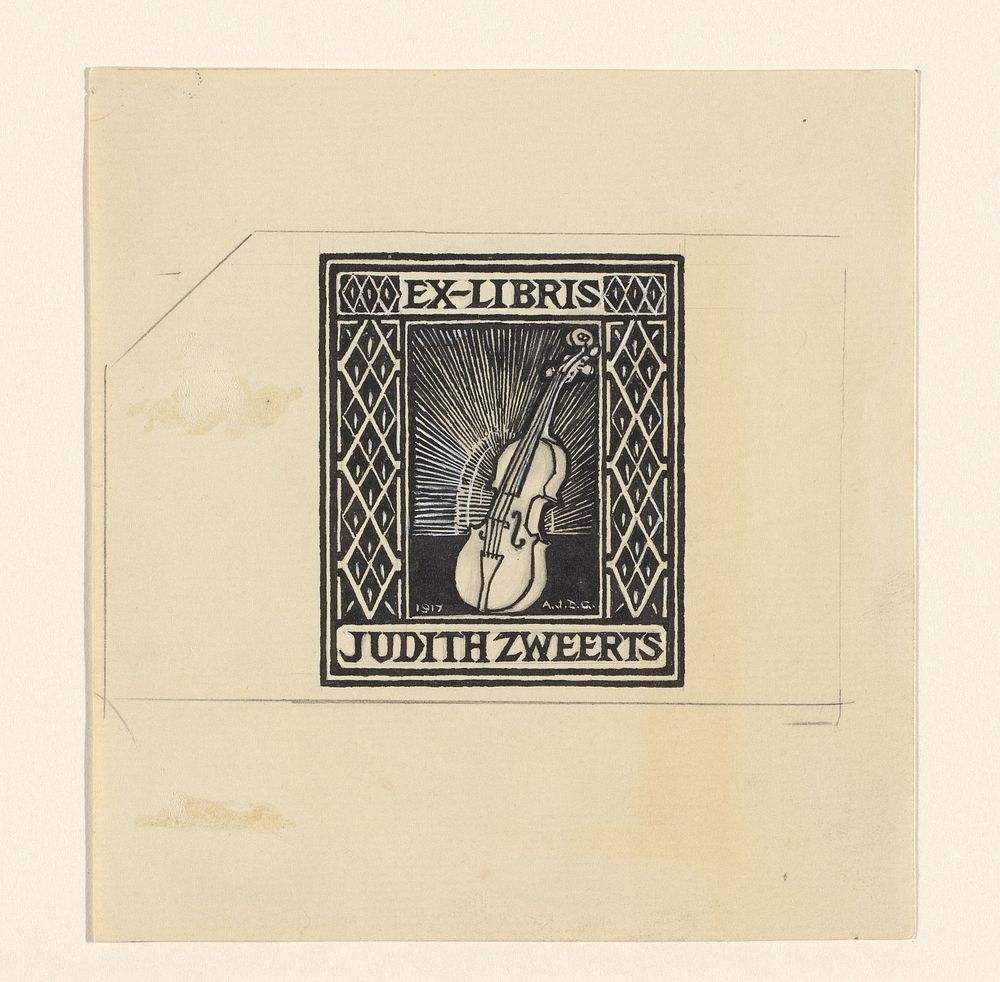 Ontwerp voor een ex libris van Judith Zweerts (1917) by Julie de Graag