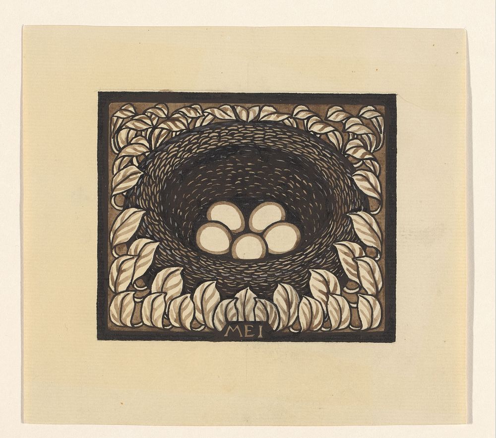 Vogelnest met eieren (1887 - 1924) by Julie de Graag