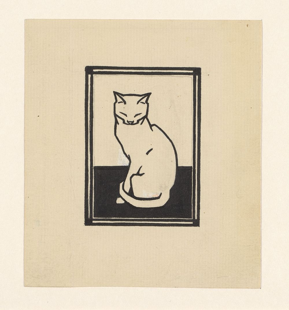 Zittende kat met gesloten ogen (1887 - 1924) by Julie de Graag
